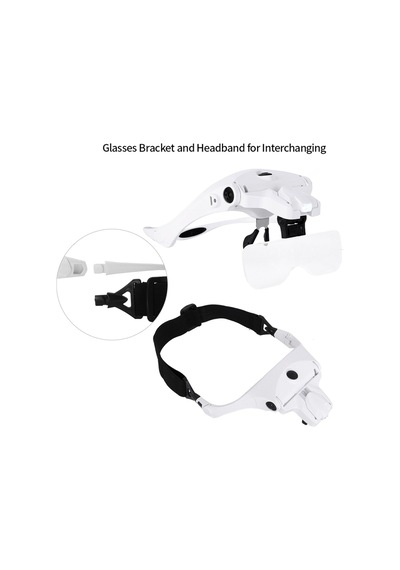 Geeksen 5 Lens 1.0x-3.5x Ayarlanabilir Başlıklı Şarj Edilebilir Usb Led Büyüteç Gözlük - 2 Led Işık