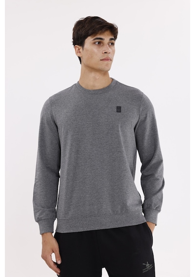 Rowinger Minimal Logolu Bisiklet Yaka Ribana Manşetli Rahat Kalıp Mevsimlik Sweatshirt A.melanj
