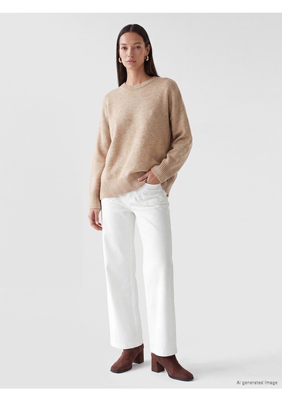 LC Waikiki Lc Waıkıkı Bej Oversize Kadın Kalın Triko Kazak