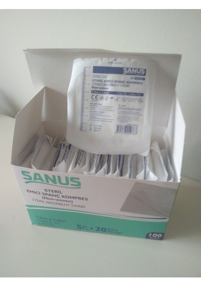 Sanus Spanç Kompres Steril Emici 7.5 x 7.5 CM 3'lü Paket 300 Adet