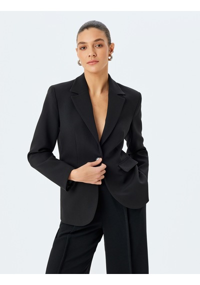 Koton Slim Fit Uzun Kollu Kapaklı Cep Detaylı Klasik Blazer Ceket Siyah 5sak50001uw Siyah