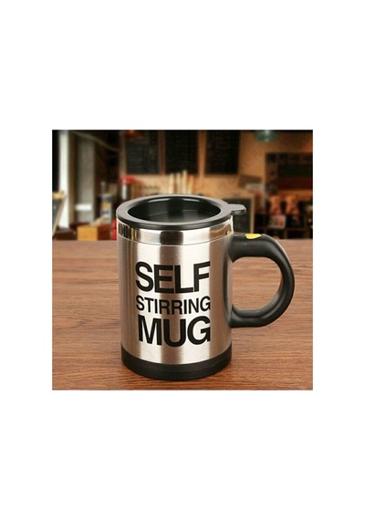 Self Mug Mikser Pilli Kupa Kendi Kendini Karıştıran Kahve Siyah