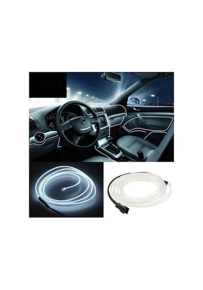 Tr Araç İçi Torpido Şerit Ledi Renkli İp Neon Led 2 Metre Beyaz Genel