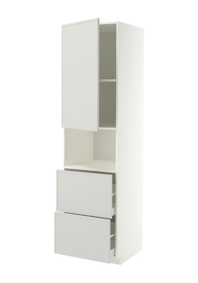 Mikrodalga Fırın Boy Dolabı , Aspudden Açık Gri, 60x60x220 Cm, 1 Kapaklı, 2 Çekmeceli Ve 2 Raflı Mikrodalga Fırın Boy Dolabı , Aspudden Açık Gri, 60x60x220 Cm, 1 Kapaklı, 2 Çekmeceli Ve 2 Raflı