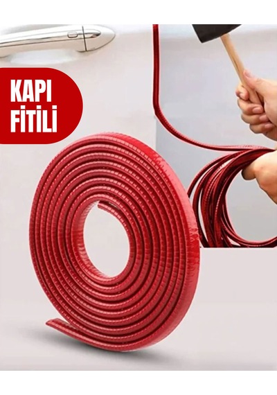 Oto Kapı Fitili, Çizilme Çarpmalarda Önleyici, Araç Kapı Koruyucu, 5 Metre Kırmızı
