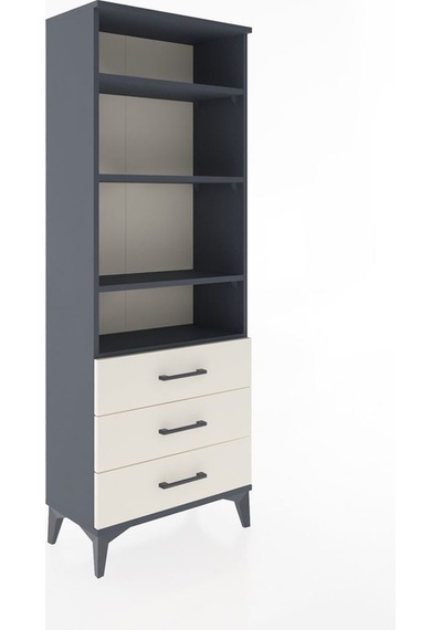 Arges Dolap 4 Raflı 3 Çekmeceli 60x30x163 Antrasit-aytaşı Antrasit