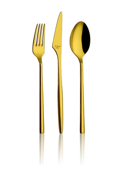 Aryıldız Trendy Prestige 84 Parça Pvd Gold Çatal Kaşık Bıçak Takımı Çantalı Altın