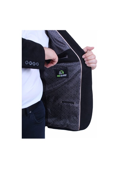 Mocgrande Erkek Büyük Beden 4 Drop Blazer Şönili Ceket 500602 Sıyah Siyah