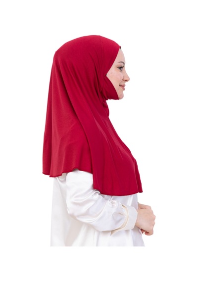 Modish Group Hazır Başörtüsü Pratik İslami Giyim Penye Peçeli Türban Namaz İçin Yumuşak Eşarp Bordo
