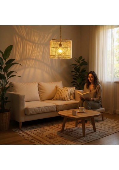 Doğal Silindir Rattan Saman Sarısı