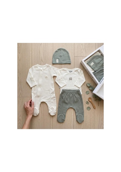 Altıntaş Baby Caramell Özel Kutusunda Mini Travel Tulumlu 4'lü Set Yeşil Yeşil