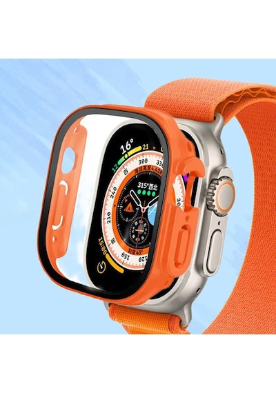 Cam + Kılıf  Apple Uyumlu Watch  Ula 49mm Kılıfları Pc Tampon + Ekran Koruyucu Te Silver 49mm Ultra Ultra2