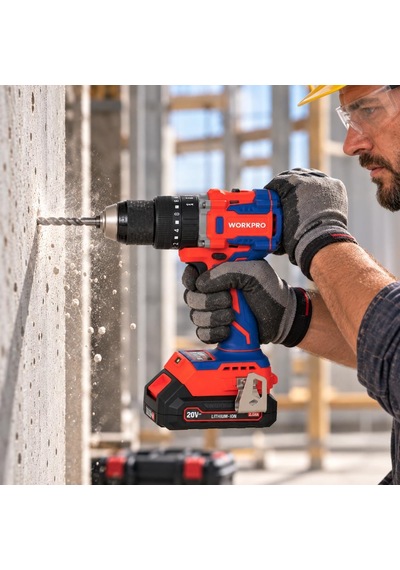 Workpro Wp390019 20volt 2.0ah Li-ion 65nm. Çift Akülü Kömürsüz Profesyonel Şarjlı Darbeli Matkap