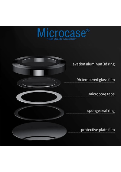 Microcase Huawei Pura 70 Ultra Kamera Camı Lens Koruyucu Halka Set - Al8114 Siyah