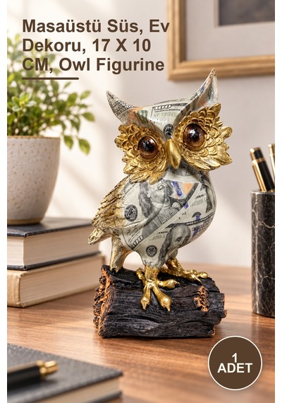 1 Adet Özel Tasarım Polyester Baykuş Dekoratif Figür Masaüstü Süs, Ev Dekoru, 17 X 10 Cm, Owl Figurine