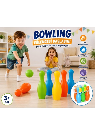 8 Parça Renkli Bowling Oyunu Seti 6 Labut 2 Top Eğitici Çocuk Oyuncağı 3 Yaş+