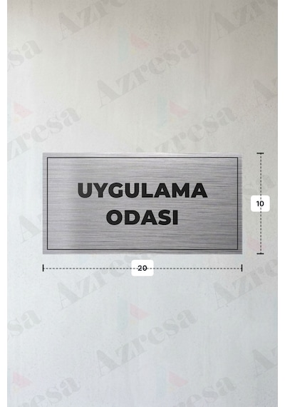 Uygulama Odası Yazılı - Metal - Gümüş Renk - Kapı İsimliği - 20x10 Cm