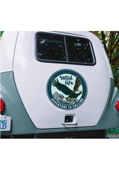 Kartal Vahşi Hayat Adventure Sticker - 4x4 Off Road Kamp Doğa Sticker- Araba Oto Cam Karavan Motosiklet Sticker - 02022 20x20 Cm