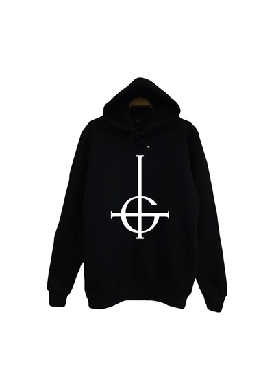 Ghost Baskılı Unisex %100 Pamuk Siyah Kapüşonlu Sweatshirt Siyah