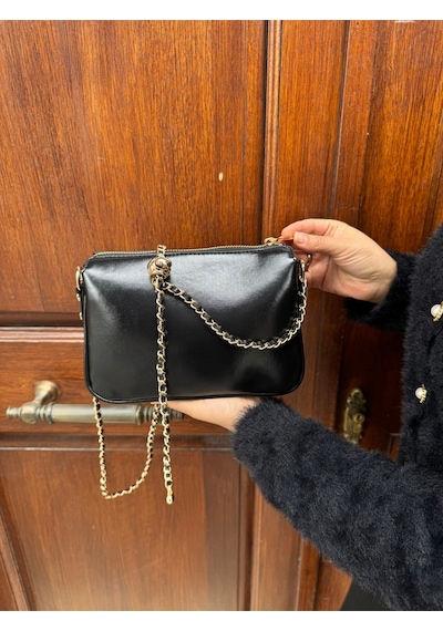 Just Polo Kadın Zincir Askılı Günlük Ve Özel Kullanıma Uygun Şık Tasarımlı Omuz & Çapraz Çanta Shoulder Bag Siyah