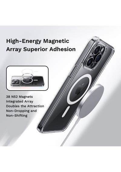 Rock Space Apple Uyumlu iPhone 15 Pro Kılıf Magsafe Şeffaf Şeffaf