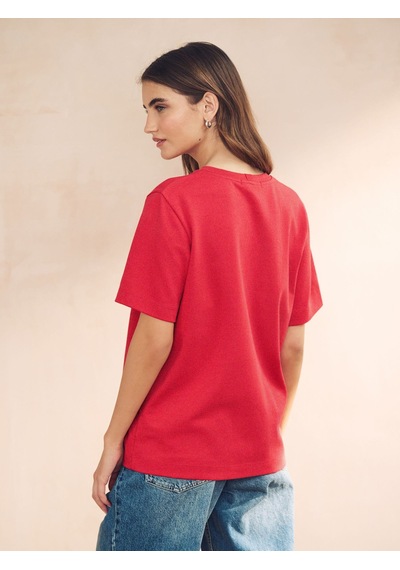 Unisex Meow Baskılı Tasarım Tshirt Kırmızı