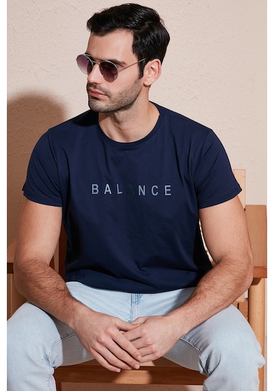 Buratti Pamuklu Slim Fit Bisiklet Yaka Erkek T Shirt 541Balance Açık Lacivert