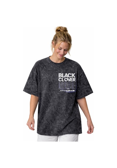 Tasarım Black Clover Anime Sırt Baskılı Unisex Oversize Vintage Y Siyah