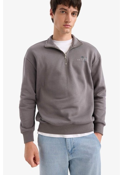 Defacto Vikings Valhalla Boxy Fit Bisiklet Yaka Baskılı Sweatshirt E9324ax25augr206 Gri-gr206