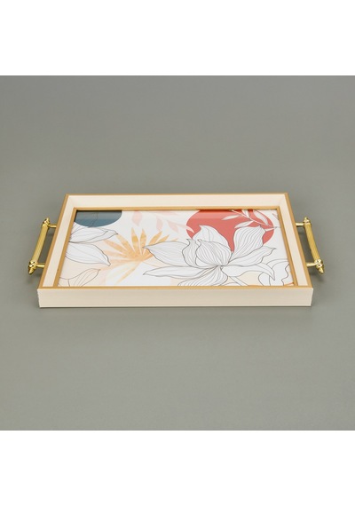 Kitchen Çiçek Desenli Tepsi - Renkli - 49 Cm Çok Renkli