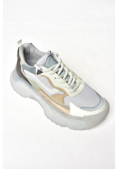 Fox Shoes S312612404 Beyaz Kumaş Kalın Tabanlı Spor Ayakkabı Sneakers Beyaz