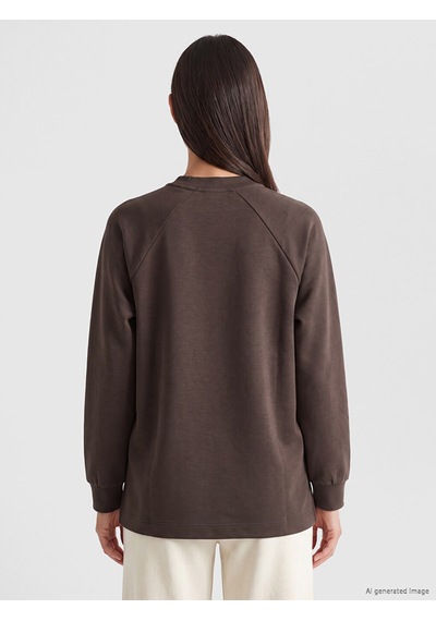 LC Waikiki Lc Waıkıkı Kahverengi Soft Touch Oversize Kadın Sweatshirt Tunik