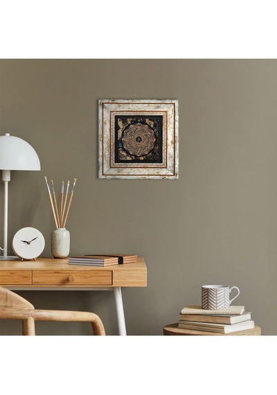 Lexroo Sri Yantra Taş Duvar Tablosu - Çerçeveli Taş Tablo - Dekoratif Duvar Sanatı