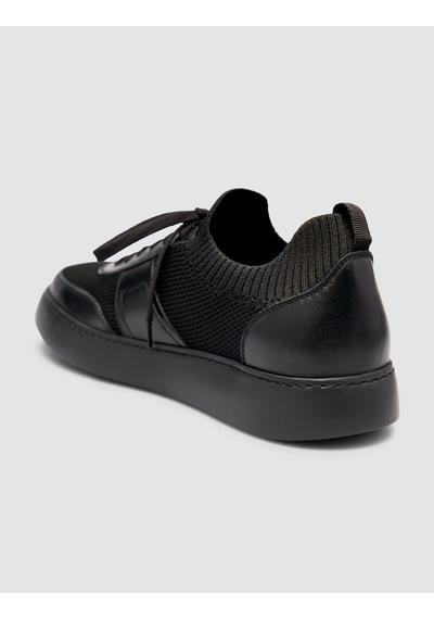 Cabani Erkek Triko Detaylı Günlük Siyah Sneaker Ayakkabı Siyah