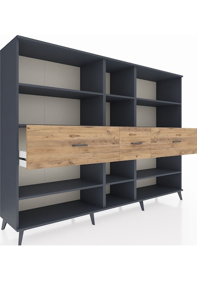 Hyperion Dolap 9 Raflı 3 Çekmeceli 220x44x163 Antrasit-antrasit/ Antrasit-antrasit/çam Hyperion Dolap 9 Raflı 3 Çekmeceli 220x44x163 Antrasit-antrasit/ Antrasit-antrasit/çam