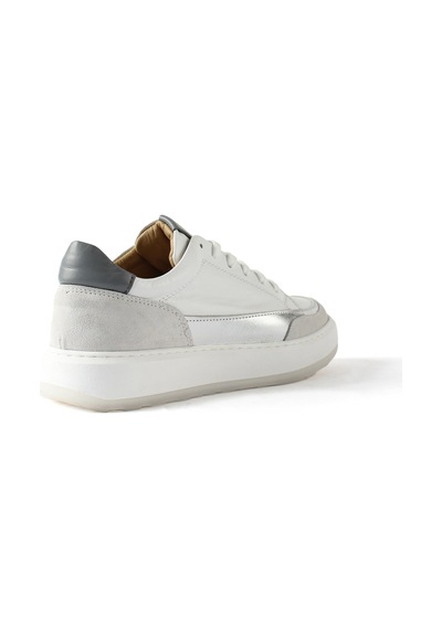 Kadın Beyaz Bağcıklı Kalın Tabanlı Deri Sneaker
