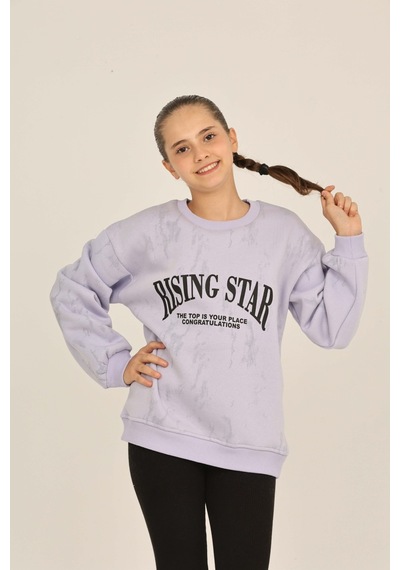 Toontoy Kız Çocuk Rısıng Star Baskılı Sweatshirt Koyu Mavi