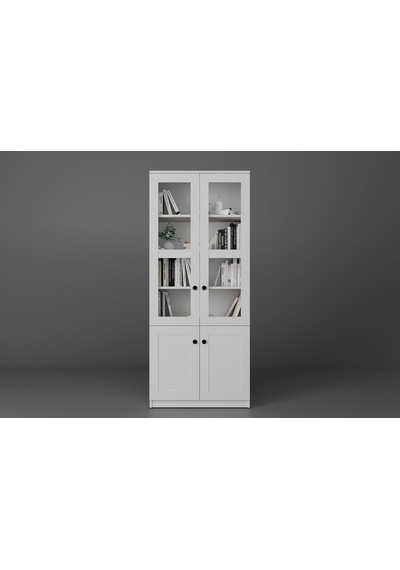 Lisa 4 Kapaklı Beyaz Vitrin - Kitaplık Ve Çok Amaçlı Dolap Çok Renkli
