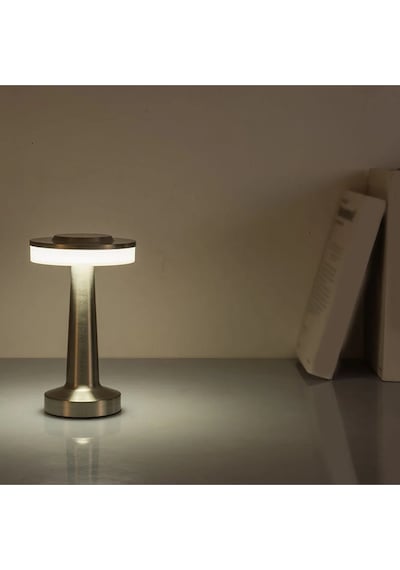 Şarjlı Dokunmatik Led Masa Lambası Metal Taşınabilir Gece Işığı Ev, Kafe, Restoran İçin Metalik