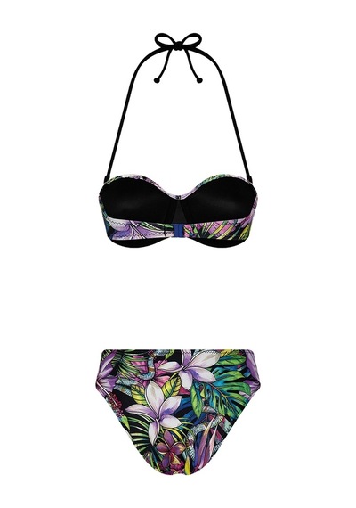 Bonesta Begnas Renkli Zambak Desenli Straplez Bikini Takımı