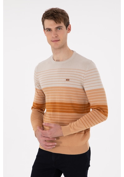 U.S. Polo Assn. Erkek Slim Fit Bisiklet Yaka Camel Kazak 50297071-VR015