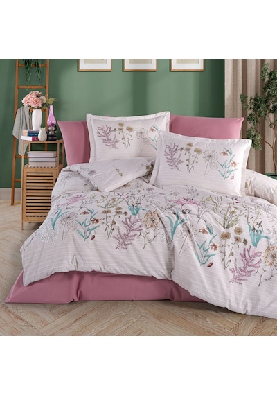 Clasy Ranforce %100 Pamuk Tek Kişilik Nevresim Bahari V1 Pembe Pembe