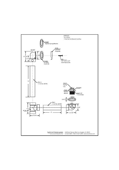 Westbrass D49321 62 Pvc Tek Delikli Dirsekli Banyo Atığı 12 Izgara