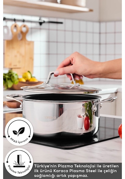 Karaca  Plasma Steel 3Ply İndüksiyon Tabanlı Çelik Tencere 24 Cm