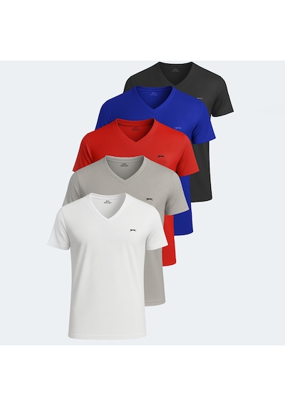 Slazenger KATRINA 5 li Set Erkek Beyaz - Siyah - Gri - Saks Mavi - Kırmızı Tişört Slazenger KATRINA 5 li Set Erkek Beyaz - Siyah - Gri - Saks Mavi - Kırmızı Tişört