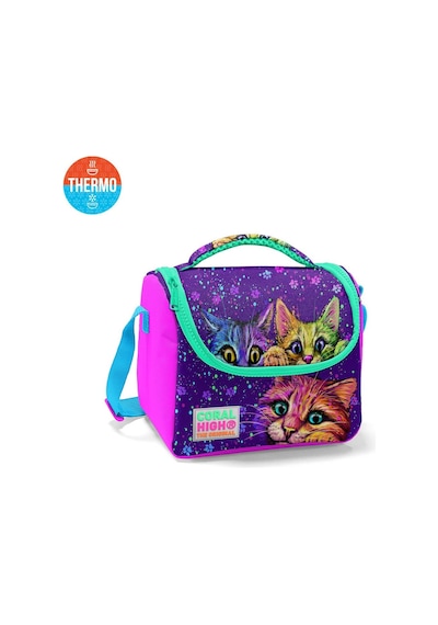 Coral High Kids Pembe Mor Kedi Desenli Thermo Beslenme Çantası 11732
