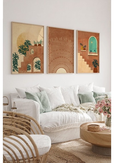 Artavessa Gerçek Ahşap Çerçeveli 3 Parça 3D Poster Tablo Seti - 3DARTSOHOSET27