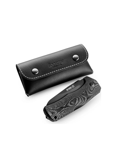 Lionsteel Tm1 Special Edition - Bladehq - Black Camo Carbon Fiber - Black Blade Deri Kılıflı Kamp Çakı Siyah