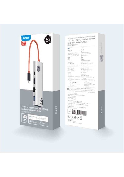 Tr32 8 In 1 Type-c To Hdm 4k30hz Rj45 Pd Usb3.0 3 Sd/tf Fonksyonel Dönüştürücü