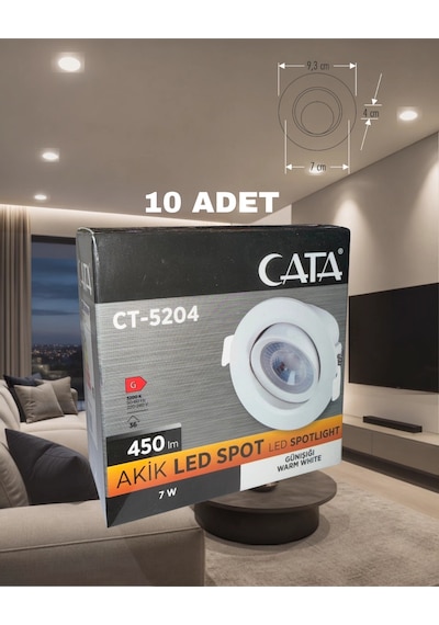 Ct-5204 Akik Led Spot 7w Beyaz Kasa Günışığı - 10 Lu Paket
